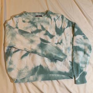 Light green and white tye dye Freshman knitted sweater